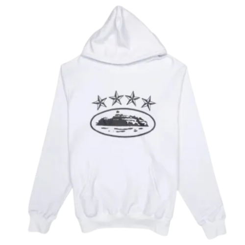 Corteiz 4Starz Alcatraz Hoodie White